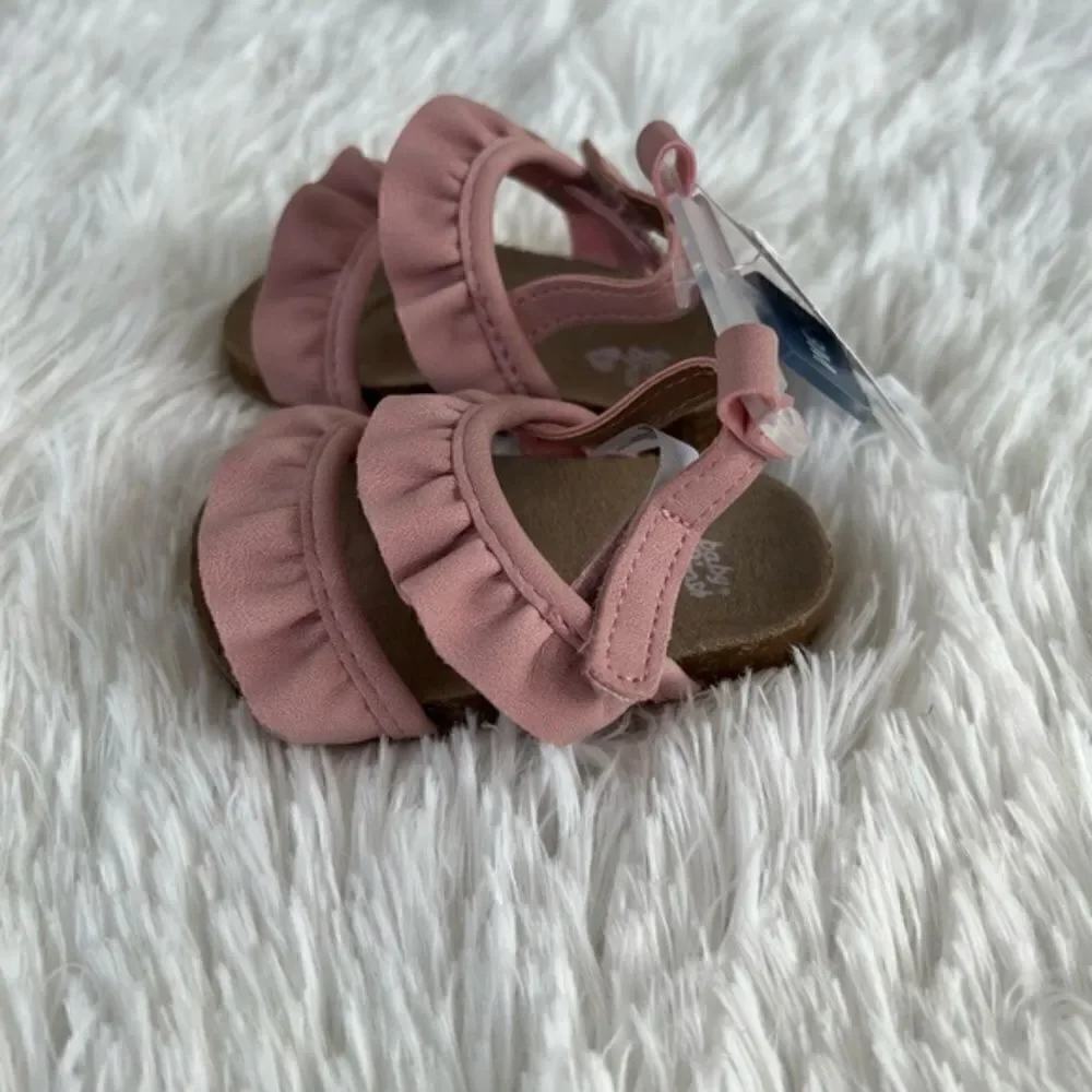 OshKosh B'Gosh Baby Pink Ruffle Sandals Size 1 (0-3‎ Months) NWT